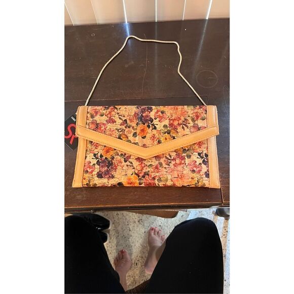 Sondra Roberts Floral Cork clutch shoulder bag NEW - Picture 2 of 10